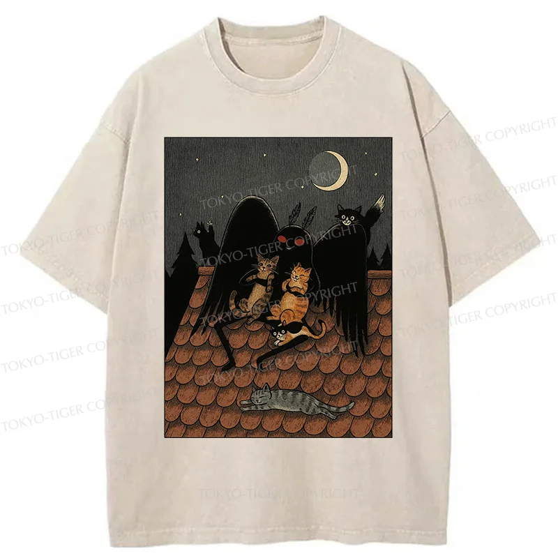 Tokyo-Tiger Mothman In Moonlight Washed T-Shirt