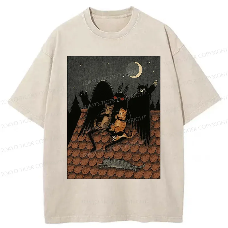 Tokyo-Tiger Mothman In Moonlight Washed T-Shirt