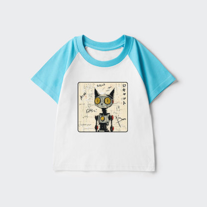 Tokyo-Tiger Robot Cat Kids Raglan T-shirt
