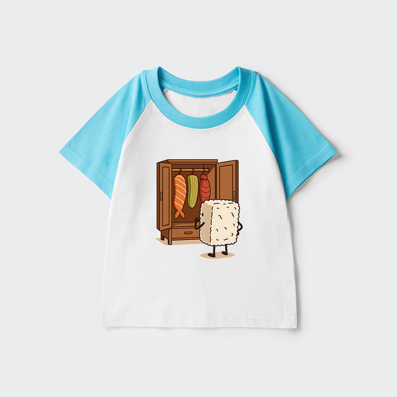 Tokyo-Tiger Sushi Pick Out Clothes Kids Raglan T-shirt