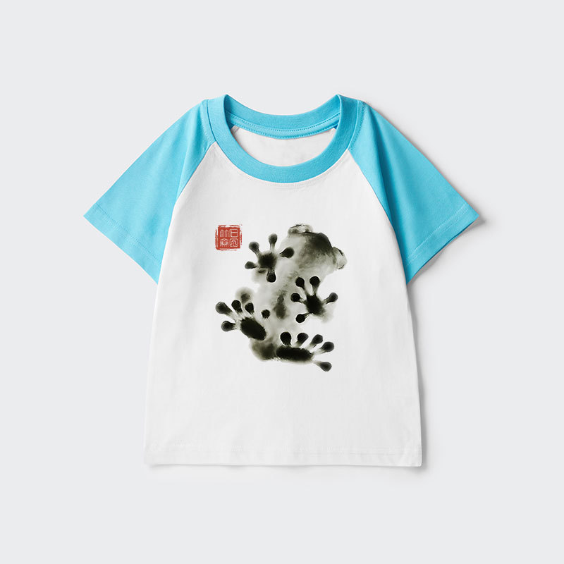 Tokyo-Tiger Ink Painting Frog Kids Raglan T-shirt