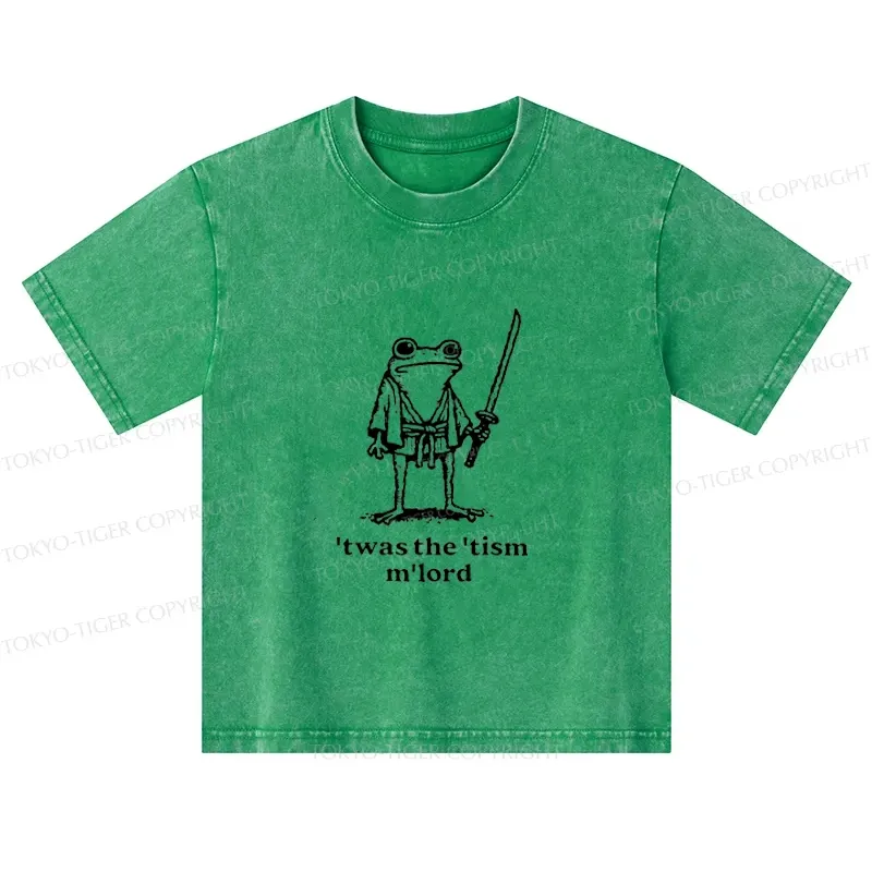 Tokyo-Tiger Focused Samurai Frog Kids Washed T-Shirt