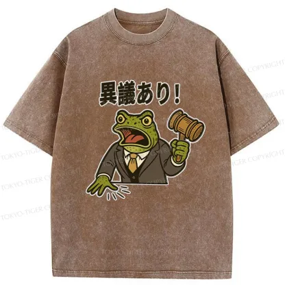 Tokyo-Tiger The Frog Judge Has Objections Washed T-Shirt