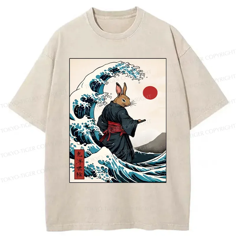 Tokyo-Tiger Rabbit Samurai Washed T-Shirt
