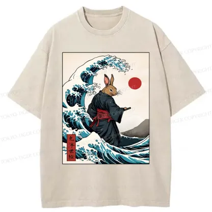 Tokyo-Tiger Rabbit Samurai Washed T-Shirt