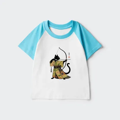 Tokyo-Tiger Japan Cat Archery Kids Raglan T-shirt
