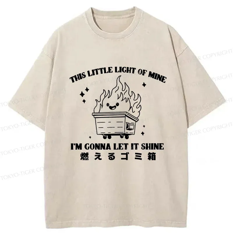 Tokyo-Tiger Burning Trash Can Washed T-Shirt