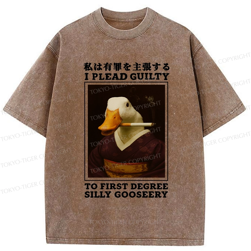 Tokyo-Tiger Silly Goose Smoking Funny Washed T-Shirt
