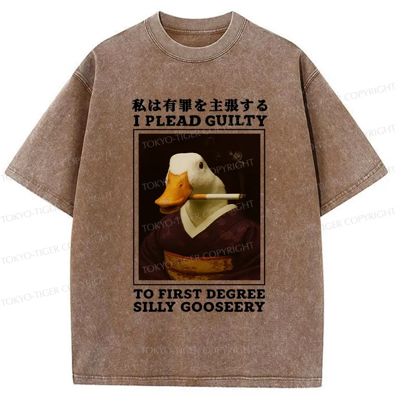 Tokyo-Tiger Silly Goose Smoking Funny Washed T-Shirt