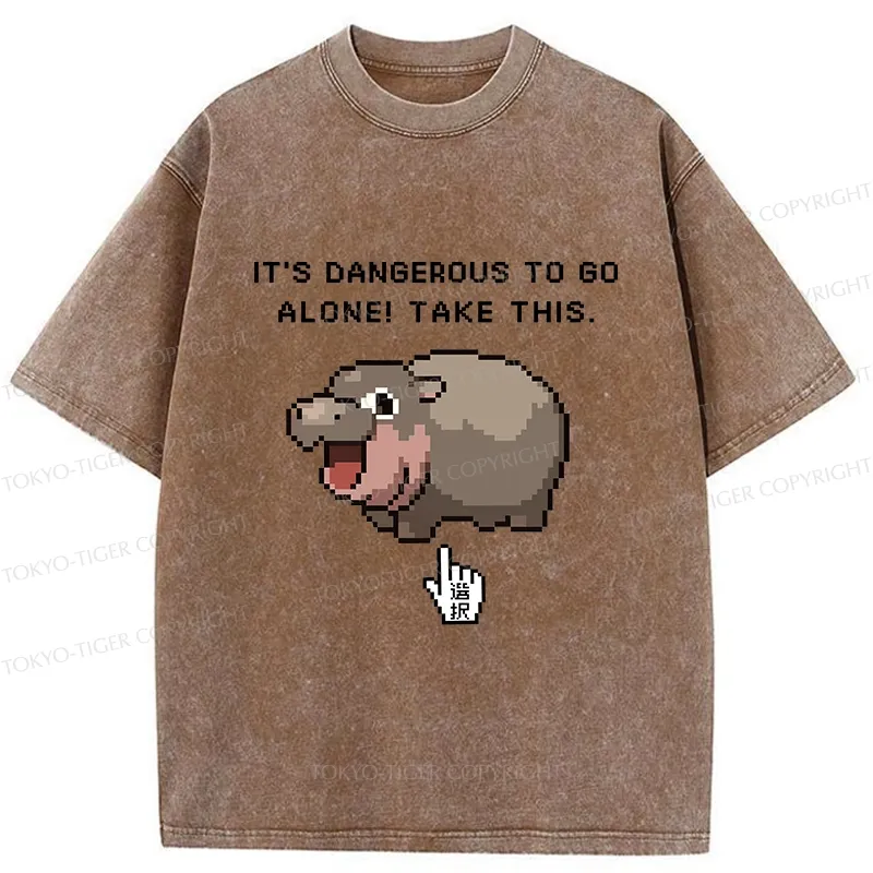 Tokyo-Tiger It's Dangerous To Go Alone Washed T-Shirt