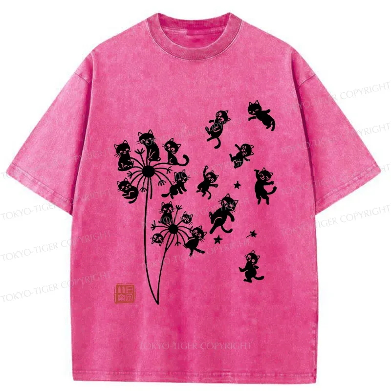 Tokyo-Tiger Dandelion Cat Washed T-Shirt