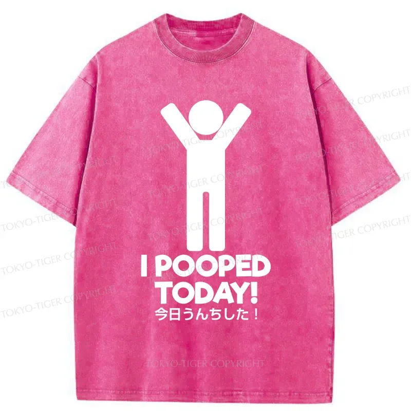 Tokyo-Tiger I Pooped Today Washed T-Shirt