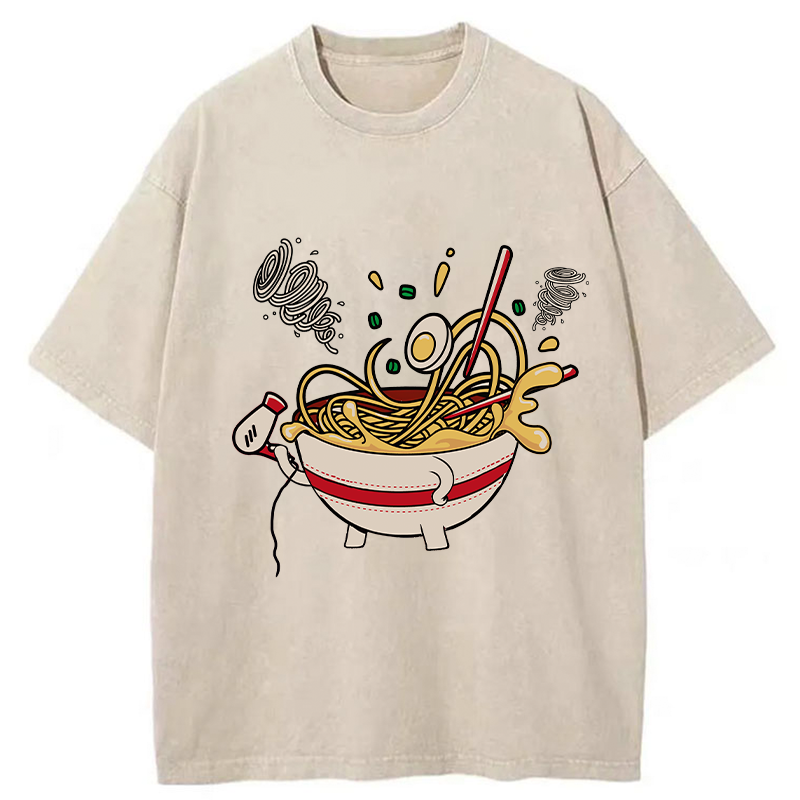 Tokyo-Tiger Ramen In The Wind Washed T-Shirt