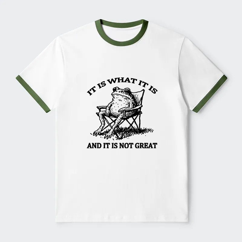 Tokyo-Tiger Resting Frog Funny Contrast Trim T-Shirt