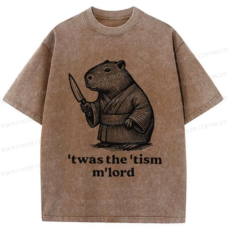 Tokyo-Tiger Focused Capybara Samurai Washed T-Shirt