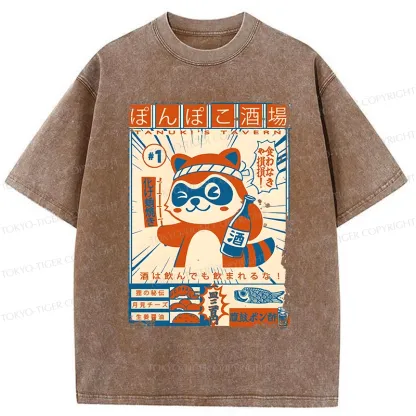 Tokyo-Tiger Japanese Raccoon Pub Washed T-Shirt