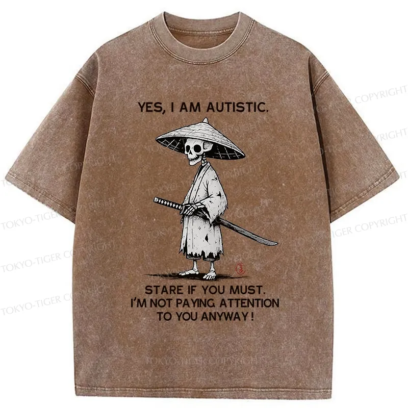 Tokyo-Tiger Samurai Skeleton Has Autistic Washed T-Shirt