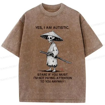 Tokyo-Tiger Samurai Skeleton Has Autistic Washed T-Shirt