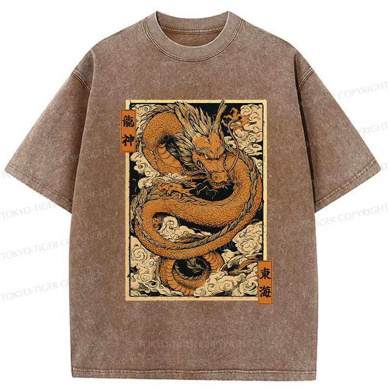 Tokyo-Tiger The Majestic Dragon God Washed T-Shirt