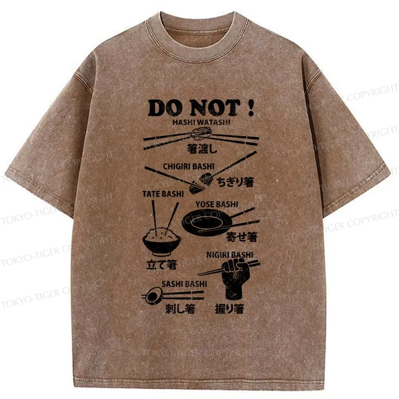 Tokyo-Tiger Chopstick Etiquette: What Not To Do Washed T-Shirt