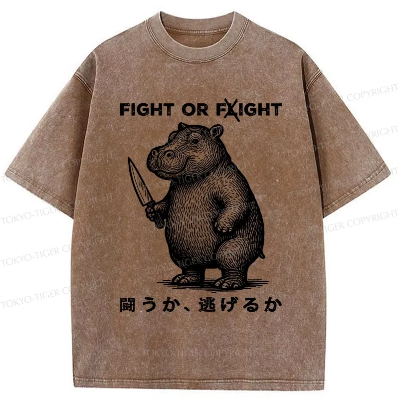 Tokyo-Tiger Fight Or Flight Moo Deng Washed T-Shirt