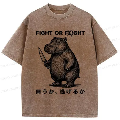 Tokyo-Tiger Fight Or Flight Moo Deng Washed T-Shirt