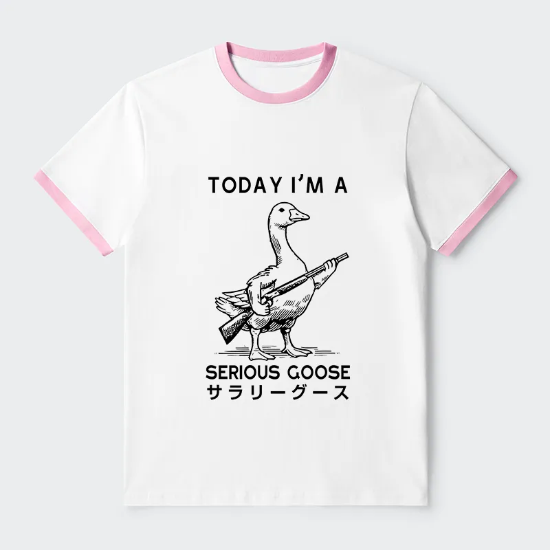 Tokyo-Tiger Serious Stupid Goose Contrast Trim T-Shirt