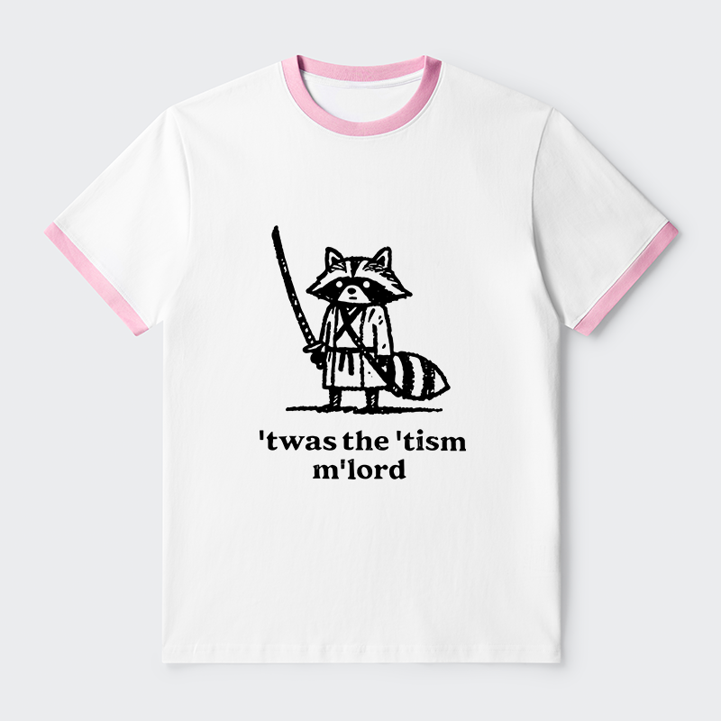 Tokyo-Tiger Focused Samurai Raccoon Contrast Trim T-Shirt