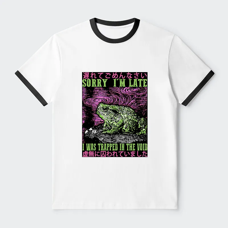 Tokyo-Tiger Frogs Trapped In The Void Contrast Trim T-Shirt
