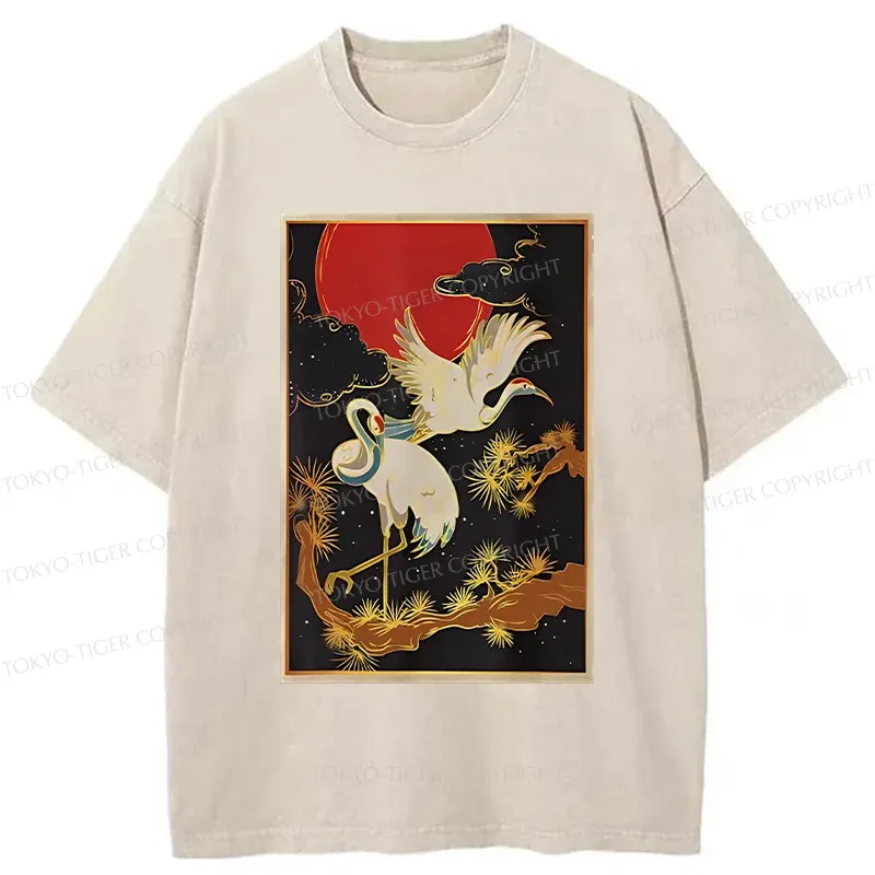 Tokyo-Tiger Vintage Japanese Crane Washed T-Shirt