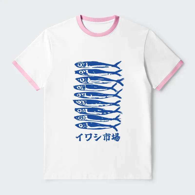 Tokyo-Tiger Sardine Market Contrast Trim T-Shirt