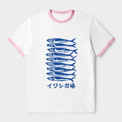 Tokyo-Tiger Sardine Market Contrast Trim T-Shirt