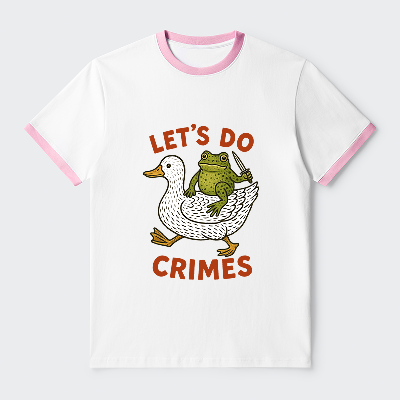 Tokyo-Tiger Frog Ready To Commit Crime Contrast Trim T-Shirt