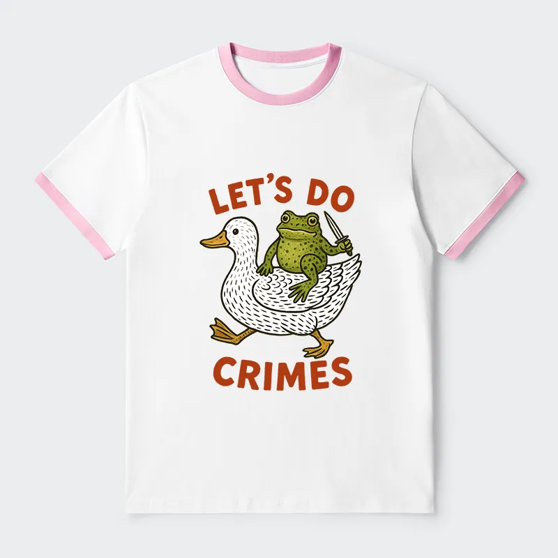 Tokyo-Tiger Frog Ready To Commit Crime Contrast Trim T-Shirt