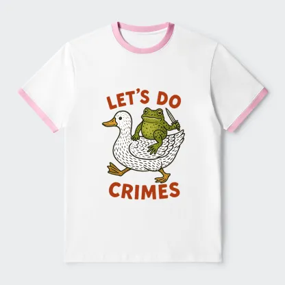 Tokyo-Tiger Frog Ready To Commit Crime Contrast Trim T-Shirt