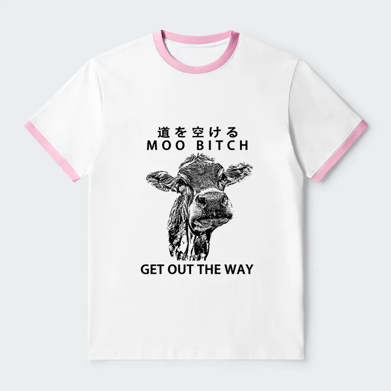 Tokyo-Tiger Funny Cow Contrast Trim T-Shirt