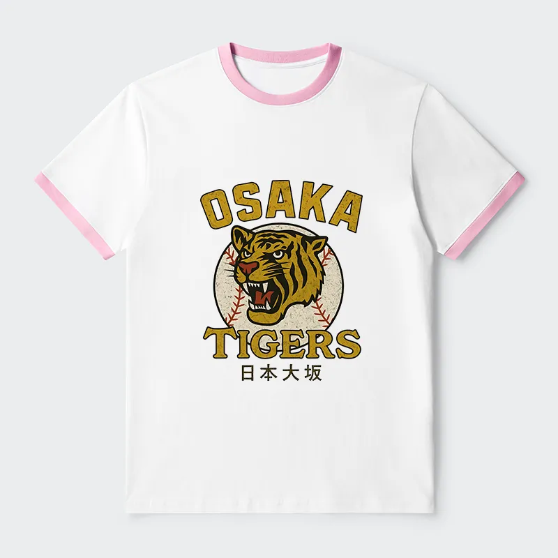 Tokyo-Tiger Funny Osaka Tigers Contrast Trim T-Shirt