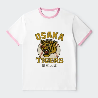 Tokyo-Tiger Funny Osaka Tigers Contrast Trim T-Shirt