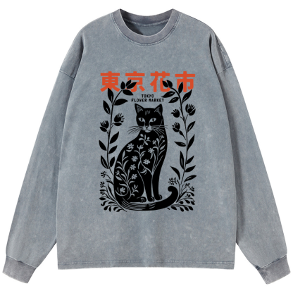 Tokyo-Tiger Tokyo Flower Market Washed Long Sleeve T-Shirt