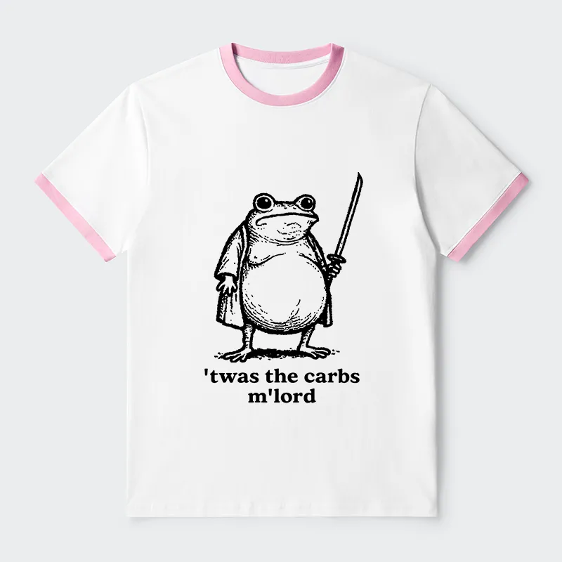 Tokyo-Tiger Funny Fat Samurai Frog Contrast Trim T-Shirt