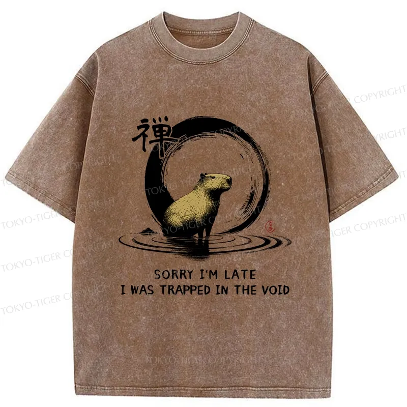 Tokyo-Tiger Zen Capybara Was Trapped In The Void Washed T-Shirt