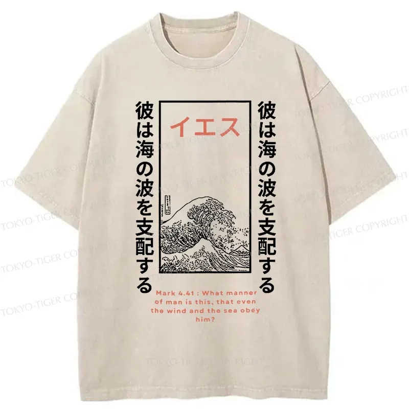 Tokyo-Tiger Stormy Waves Washed T-Shirt