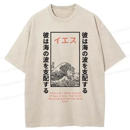 Tokyo-Tiger Stormy Waves Washed T-Shirt