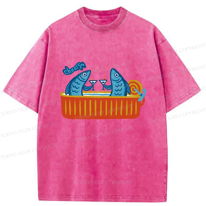 Tokyo-Tiger Canned Fish Bar Washed T-Shirt