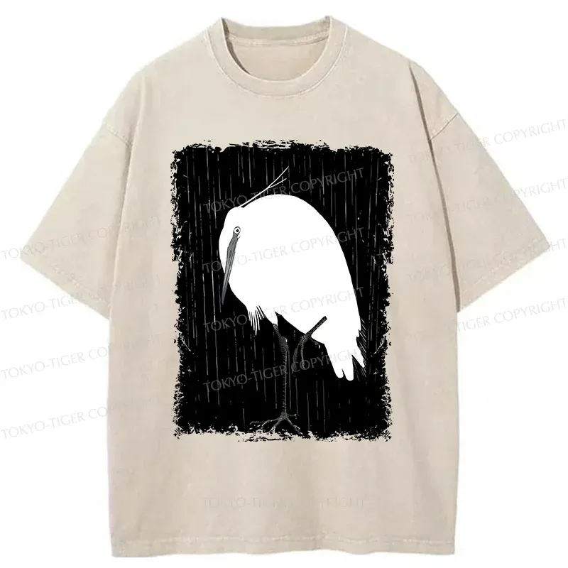 Tokyo-Tiger White Crane Washed T-Shirt