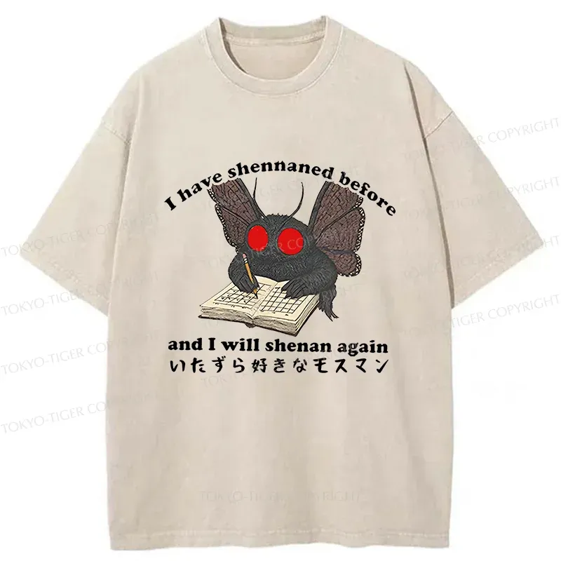 Tokyo-Tiger Mothman Writing Notes Washed T-Shirt