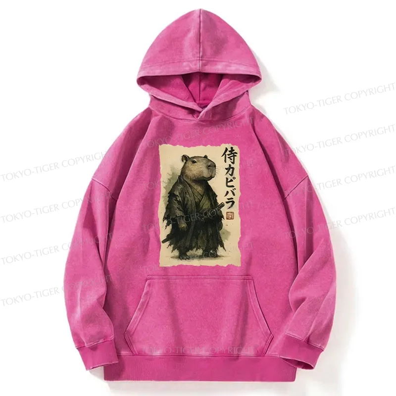 Tokyo-Tiger Capybara Samurai Washed Hoodie