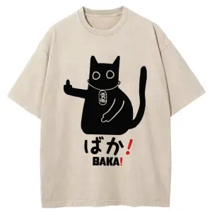 Image of Tokyo-Tiger Japanese Baka Cat Washed T-Shirt