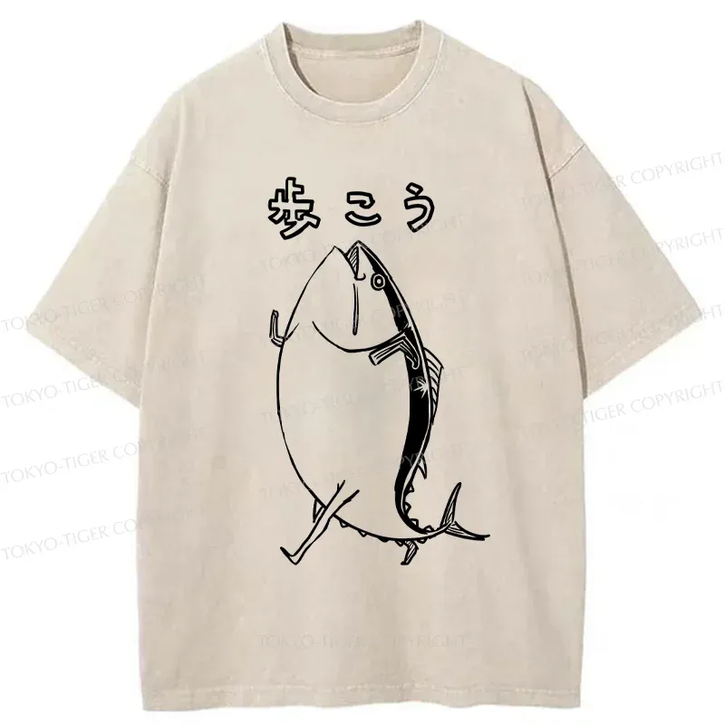 Tokyo-Tiger Walking Tuna Washed T-Shirt