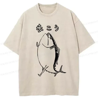 Tokyo-Tiger Walking Tuna Washed T-Shirt